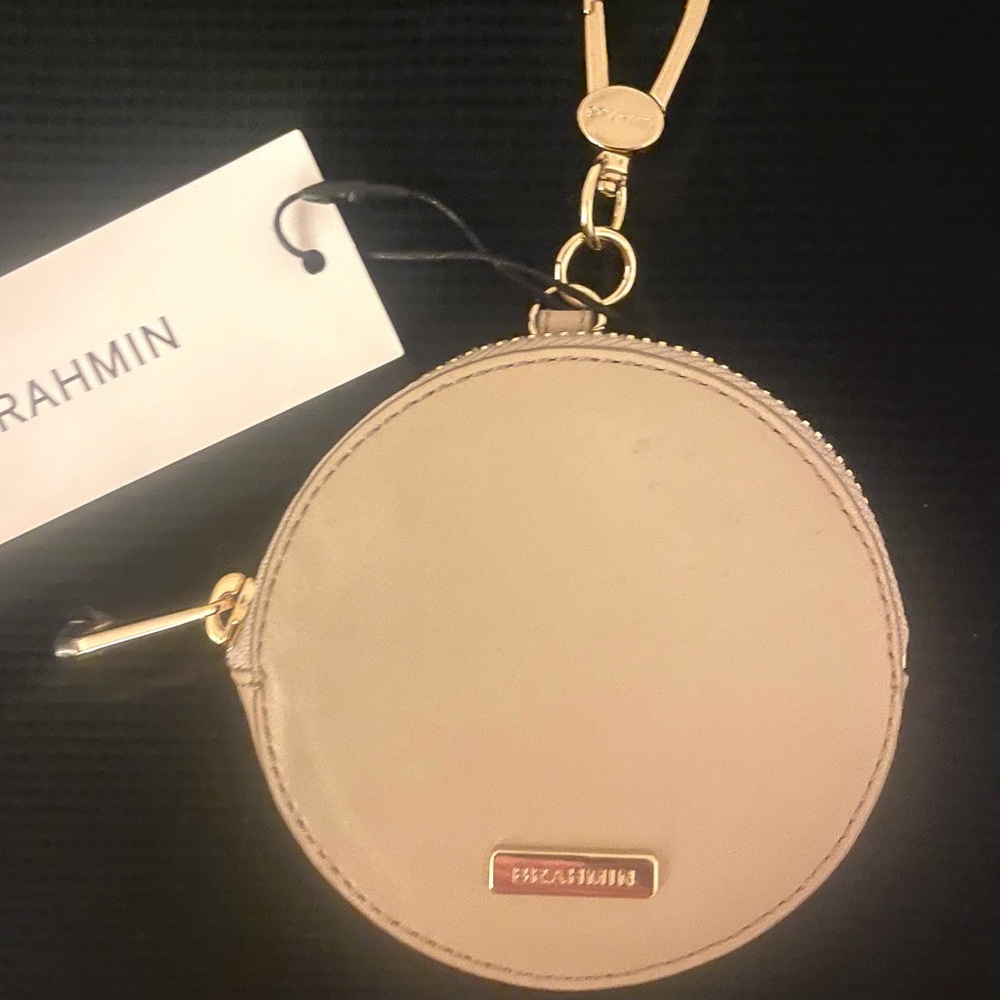 Brahmin Cream Leather Circle Coin Purse NWT